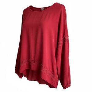 Eyeshadow Womens Sheer Long Sleeve Blouse Size XL‎ Red Valentines Boho Romantic